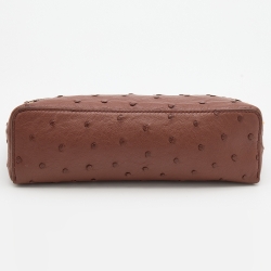 Pre Owned Loro Piana Brown Ostrich L19 Pouch