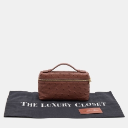 Pre Owned Loro Piana Brown Ostrich L19 Pouch