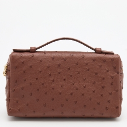 Pre Owned Loro Piana Brown Ostrich L19 Pouch