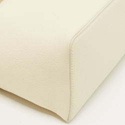 Pre Owned Loro Piana Off White Leather Extra Pocket L27 Top Handle Bag