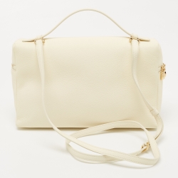 Pre Owned Loro Piana Off White Leather Extra Pocket L27 Top Handle Bag