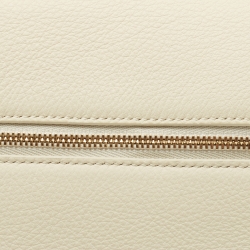 Pre Owned Loro Piana Off White Leather Extra Pocket L27 Top Handle Bag