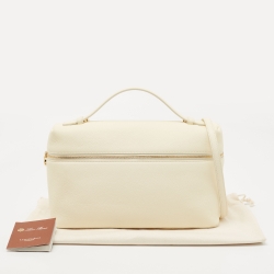 Pre Owned Loro Piana Off White Leather Extra Pocket L27 Top Handle Bag