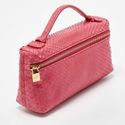Loro Piana Pink Python Extra Pouch L19 Clutch