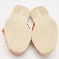 Pre Owned Loro Piana Orange Suede Babouche Charms Walk Mules Size 42