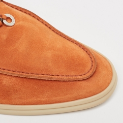 Pre Owned Loro Piana Orange Suede Babouche Charms Walk Mules Size 42