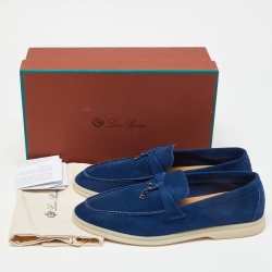 Pre Owned Loro Piana Blue Suede Summer Walk Slip On Loafers Size 40