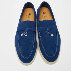 Pre Owned Loro Piana Blue Suede Summer Walk Slip On Loafers Size 40