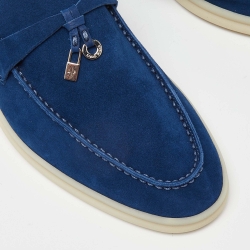Pre Owned Loro Piana Blue Suede Summer Walk Slip On Loafers Size 40