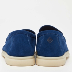 Pre Owned Loro Piana Blue Suede Summer Walk Slip On Loafers Size 40