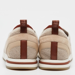 Pre Owned Loro Piana Beige Fabric and Suede 360 LP Flexy Walk Sneakers Size 39.5