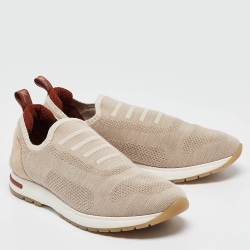 Pre Owned Loro Piana Beige Fabric and Suede 360 LP Flexy Walk Sneakers Size 39.5