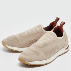 Pre Owned Loro Piana Beige Fabric and Suede 360 LP Flexy Walk Sneakers Size 39.5