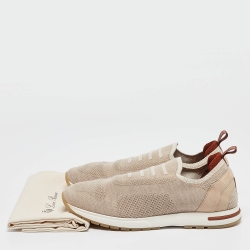 Pre Owned Loro Piana Beige Fabric and Suede 360 LP Flexy Walk Sneakers Size 39.5