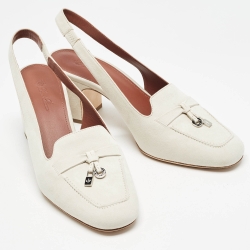 Pre Owned Loro Piana Grey Suede Summer Charms Walk Slingback Pumps Size 38.5