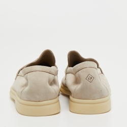 Pre Owned Loro Piana Light Grey Suede Summer Charms Walk Loafers Size 39.5