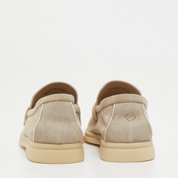 مملوكة مسبقًا Loro Piana Beige Suede Summer Walk Slip on Loafers Size 37.5