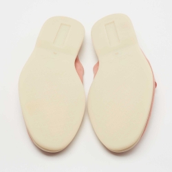 Pre Owned Loro Piana Pink Suede Babouche Charms Walk Flat Mules Size 38.5
