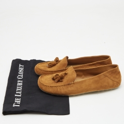 Pre Owned Loro Piana Brown Suede Tassel Dot Sole Loafers Size 39.5
