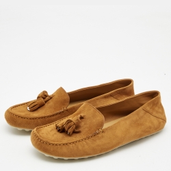Pre Owned Loro Piana Brown Suede Tassel Dot Sole Loafers Size 39.5