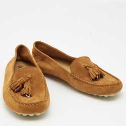 Pre Owned Loro Piana Brown Suede Tassel Dot Sole Loafers Size 39.5