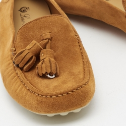 Pre Owned Loro Piana Brown Suede Tassel Dot Sole Loafers Size 39.5