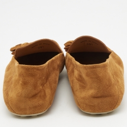 Pre Owned Loro Piana Brown Suede Tassel Dot Sole Loafers Size 39.5