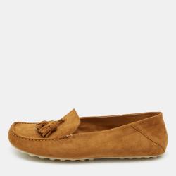 Pre Owned Loro Piana Brown Suede Tassel Dot Sole Loafers Size 39.5