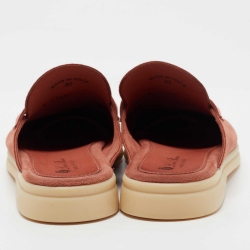 Pre Owned Loro Piana Orange Suede Babouche Charms Walk Mules Size 37