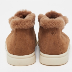 Pre Owned Loro Piana Brown Suede and Fur Open Walk Chukka Boots Size 38.5