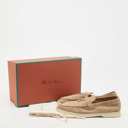 Pre Owned Loro Piana Beige Suede Summer Charms Walk Loafers Size 37