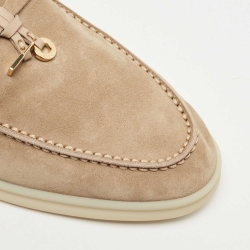 Pre Owned Loro Piana Beige Suede Summer Charms Walk Loafers Size 37
