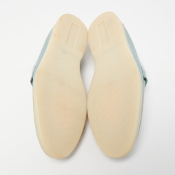 Pre Owned Loro Piana Blue Suede and Shearling Fur Summer Charms Walk Loafers Size 38.5 