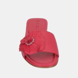 Pre Owned Loro Piana Red Leather Flat Slides Size 40