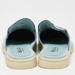 Pre Owned Loro Piana Blue Suede Babouche Charms Walk Flat Mules Size 39.5