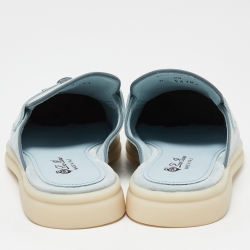 Pre Owned Loro Piana Blue Suede Babouche Charms Walk Flat Mules Size 38