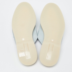 Pre Owned Loro Piana Blue Suede Babouche Charms Walk Flat Mules Size 38