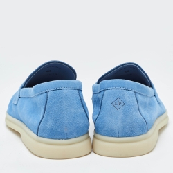 Pre Owned Loro Piana Blue Suede Summer Charms Walk Slip on Loafers Size 40