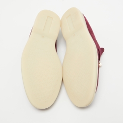 Pre Owned Loro Piana Burgundy Suede Summer Charms Walk Loafers Size 36.5