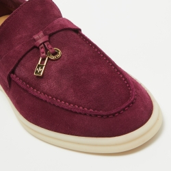 Pre Owned Loro Piana Burgundy Suede Summer Charms Walk Loafers Size 36.5