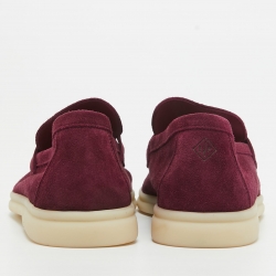 Pre Owned Loro Piana Burgundy Suede Summer Charms Walk Loafers Size 36.5