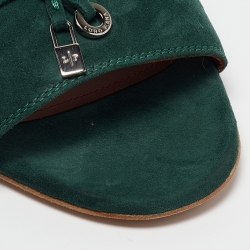 Pre Owned Loro Piana Green Suede Summer Charms Slide Sandals Size 40