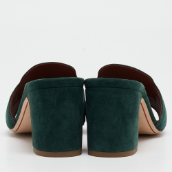 Pre Owned Loro Piana Green Suede Summer Charms Slide Sandals Size 40