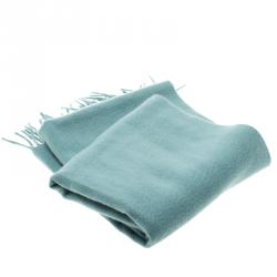 Pre Owned Loro Piana Dull Blue Grande Unita Flannel Melange Cashmere Scarf