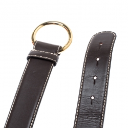 Pre Owned Loro Piana Brown Leather Stitched Belt 85CM