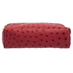 Pre Owned Loro Piana Fuchsia Ostrich Zip Pouch