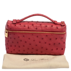 Pre Owned Loro Piana Fuchsia Ostrich Zip Pouch