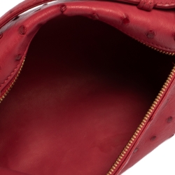 Pre Owned Loro Piana Fuchsia Ostrich Zip Pouch