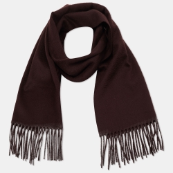 Loro Piana Dark Brown Vicuña Wool Fringe Scarf