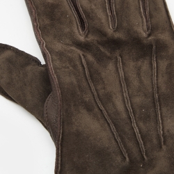 Pre Owned Loro Piana Brown Suede and Leather Fur Trim Gloves M